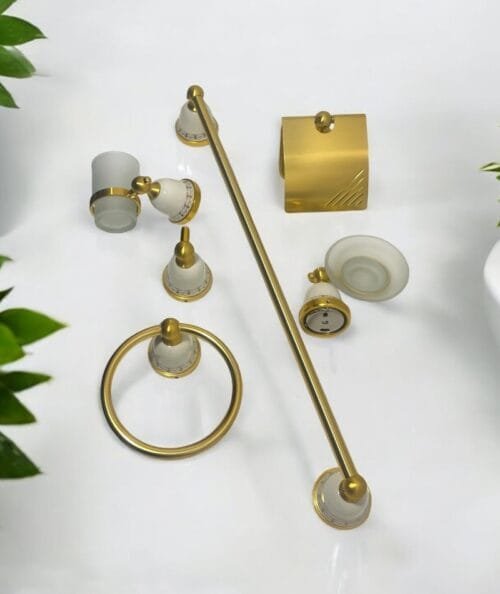 ACCESORIOS BAÑO DORADO PORCELANA