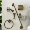 ACCESORIOS BAÑO ORO ROSA FLOR